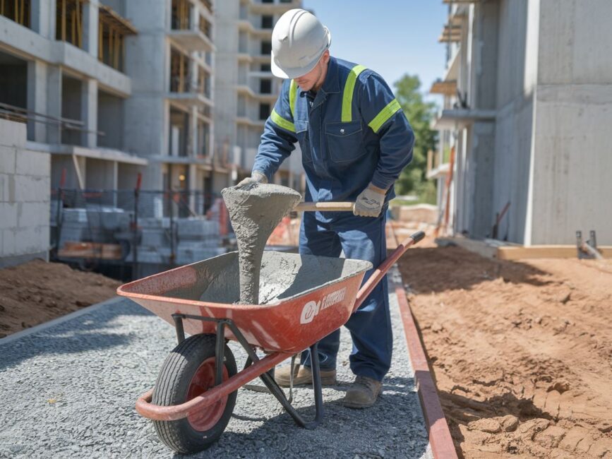 Przygotowanie półsuchego betonu na budowie